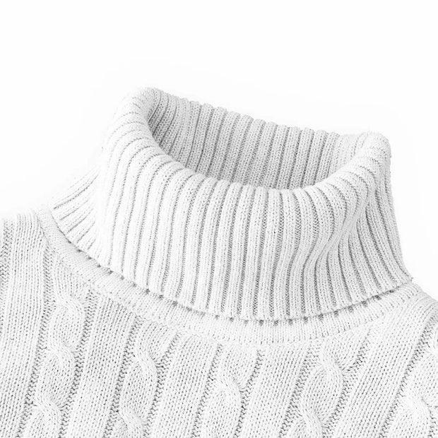 Autumn Men's Long Sleeve Knitted Sweaters Men's Slim Fit Turtleneck Sweater Casual Pullover Sweater Lightweight Ribbed Sweater