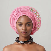 Nigeria Head Ties Diamonds Auto Gele Women Headwear Wrap Wedding Muslim Hijab Bonnets Fashion Headgear African Headtie Turban