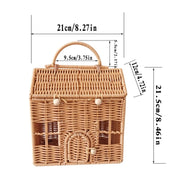 Plastic Wicker Picnics Basket with Handle Elegant House Shaped Rattan Suitcase Stylish Christmas Gift Packaging Box