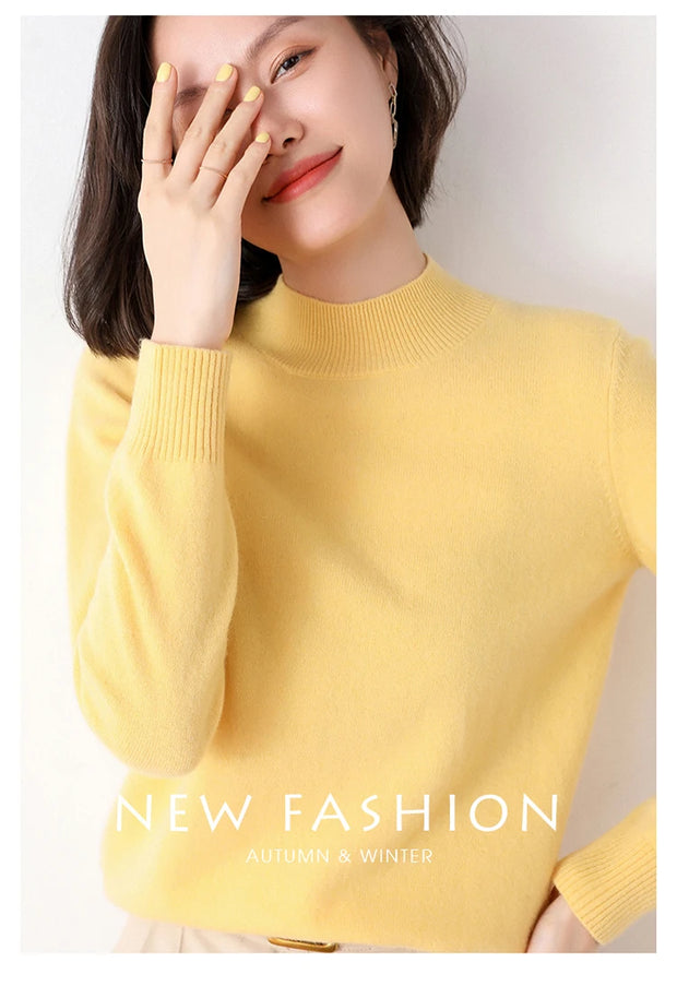 New Knitting Pullover Sweater Long Sleeve Bottom Shirt Slim Turtleneck Sweaters Autumn Winter Soft Blouse Jumpers For Women 2024