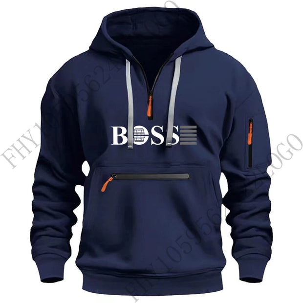 2024 Autumn/Winter new digital printed men's casual sports zipper hooded long-sleeved European size hoodie pullover