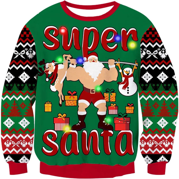 Men Women Christmas Sweaters Printed Funny Pullover Round Neck Long Sleeve Knitted Xmas Sweater Jumper S-3XL Fall Winter 2025 ﻿