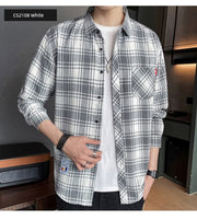 Red Dragonfly Plaid Shirt Men's Shirt Clothes Autumn and Winter New Trendy Casual Long Sleeve Shirt Coat Men's Clothing