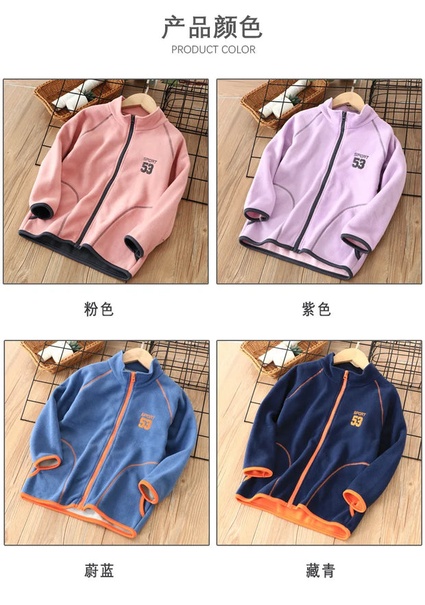 3-18 Years Spring Autumn Winter Warm Casual Clothes Kids Coats Girl Boy Outerwear Polar Fleece Girls Boys Thermal Zipper Coat