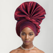 African Female Turban Cap Women Auto gele Headtie Nigeria Raw Silk Fan Gele Wedding Headdress Party Head Wraps Headwear Turbante