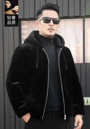 YN-218 Winter Warm Coat Fur Coat Men's Hooded Casual Gold Mink Jacket Coat High Grade Fur Men's Fashion Trend Casual Youth Style