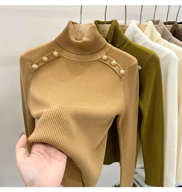 2024 Autumn and Winter New Cashmere Sweater Women's Turtleneck Long sleeved Knit Pullover Slim Cashmere Sweater