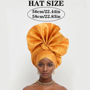 African Female Turban Cap Women Auto gele Headtie Nigeria Raw Silk Fan Gele Wedding Headdress Party Head Wraps Headwear Turbante