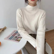 2024 Solid Splicing Turtleneck Knitted Sweater Pullover Women Loose Long Sleeve Warm Pullovers Korea Autumn Winter Sweaters