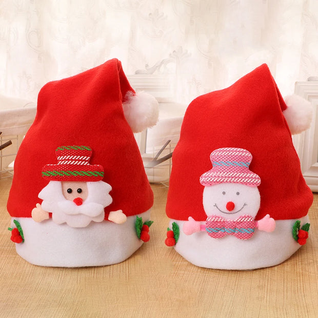 1Pc Kids Christmas Hats Santa Claus Snowman ElK Pattern Xmas Hat Cap for New Year Party Festival Decoration Cosplay Accessories