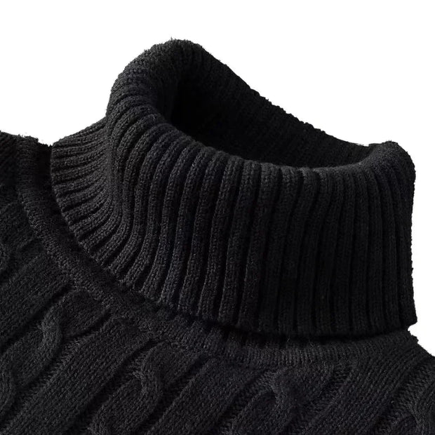 Autumn Men's Long Sleeve Knitted Sweaters Men's Slim Fit Turtleneck Sweater Casual Pullover Sweater Lightweight Ribbed Sweater