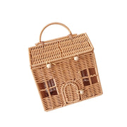 Plastic Wicker Picnics Basket with Handle Elegant House Shaped Rattan Suitcase Stylish Christmas Gift Packaging Box