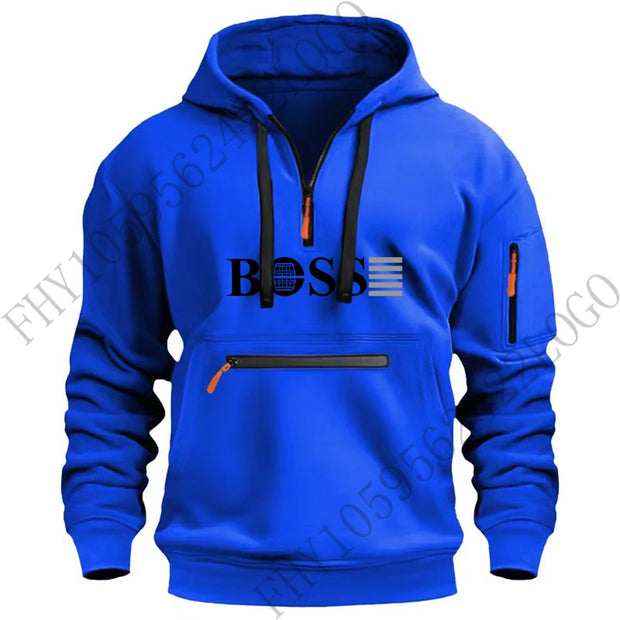 2024 Autumn/Winter new digital printed men's casual sports zipper hooded long-sleeved European size hoodie pullover