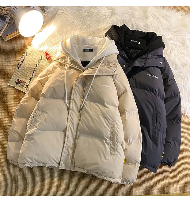 Korean Version Winter New Winter Leisure Cotton Clothes Women Y2K Multi-functional Fake Two Pocket Zipper Down Jacket Thick Coat