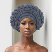 2025 New African Braid Auto Gele Wedding Party Head Wrap Muslim Women Hijab Bonnet Turban Cap Nigeria Already Made Aso Oke Hat