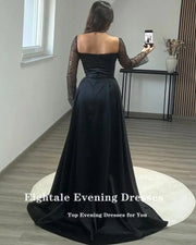 Eightale Pink Evening Dresses with Detachable Skirt Sequin Long Sleeve Customized Prom Party Gown Wedding sukienki na studniówkę