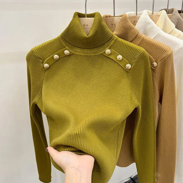 2024 Autumn and Winter New Cashmere Sweater Women's Turtleneck Long sleeved Knit Pullover Slim Cashmere Sweater