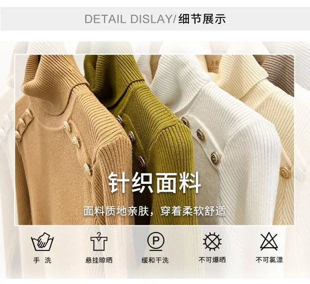 2024 Autumn and Winter New Cashmere Sweater Women's Turtleneck Long sleeved Knit Pullover Slim Cashmere Sweater