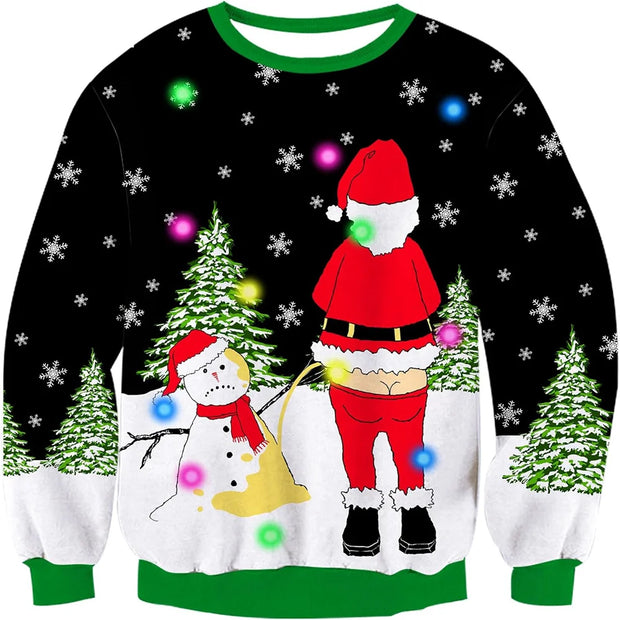 Men Women Christmas Sweaters Printed Funny Pullover Round Neck Long Sleeve Knitted Xmas Sweater Jumper S-3XL Fall Winter 2025 ﻿