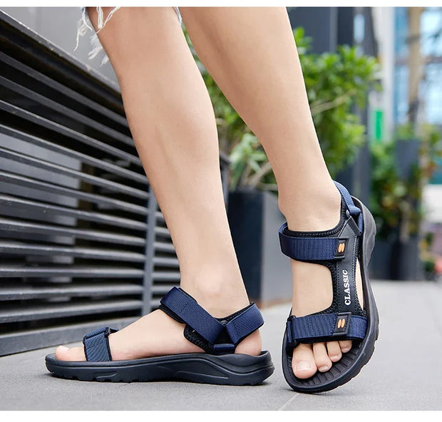 Fashion Outdoor Lightweight EVA Sole Breathable Sandy Beach New Men‘s Sandals Garden Shoes Summer Black High Quality Big Size 46