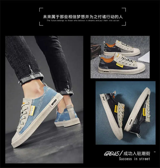 Number 40 Denim Man Fashion Sneakers Casual Fashion Men White Sneakers Shoes Sport Vzuttya Comfortable High Brand Model