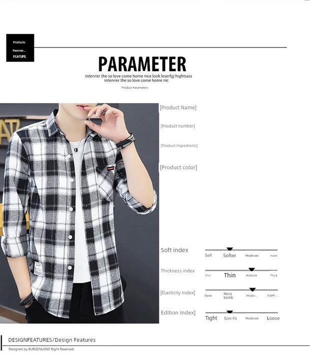 Long sleeve Shirts Men's Plaid Trendy Brand New Autumn and Winter Fleece-lined Korean Style Loose Casual Shirt Hong Kong Style Clothes