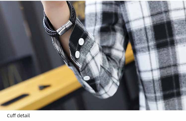 Long sleeve Shirts Men's Plaid Trendy Brand New Autumn and Winter Fleece-lined Korean Style Loose Casual Shirt Hong Kong Style Clothes