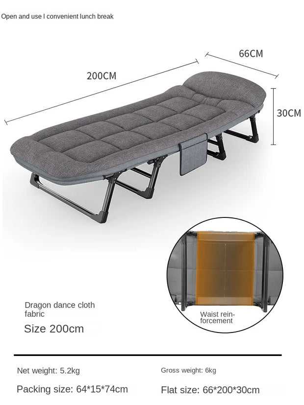 GUIG Lunch Break Rollaway Bed Mattress One Single Appliance Simple Portable Office Nap Camp Bed Multi-functional Recliner