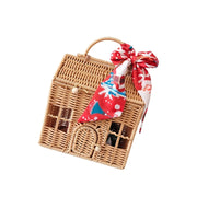 Plastic Wicker Picnics Basket with Handle Elegant House Shaped Rattan Suitcase Stylish Christmas Gift Packaging Box