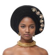 Nigeria Head Ties Diamonds Auto Gele Women Headwear Wrap Wedding Muslim Hijab Bonnets Fashion Headgear African Headtie Turban