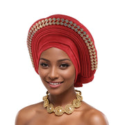 2025 New African Headtie Turban Nigeria Auto Gele Head Wraps Auto Gele Women's Turban Cap Wedding Geles Muslim Head Wraps Bonnet