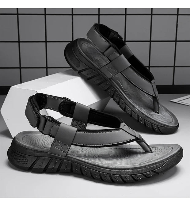 2024 Men Sandals Fashion Leather Men’s Beach Sandals Casual Shoes Flip Flops Men‘s Slippers Sneakers Summer Sandalias Platform