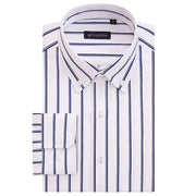 Men's Striped Long Sleeve Elegant Dress Shirt Bamboo Fiber Without Pocket Standard Fit Casual Button Down Male Business Shirts