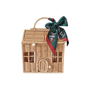 Plastic Wicker Picnics Basket with Handle Elegant House Shaped Rattan Suitcase Stylish Christmas Gift Packaging Box