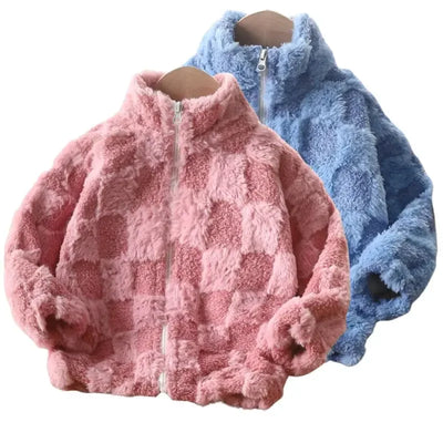 Girls Thermal Fleece Jacket Autumn Winter Warm Faux Fur Coat For Girls Princess Outwear Fashion Plush Cardigan Boy Jackets Coats