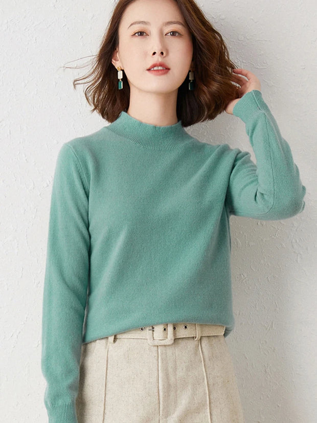 New Knitting Pullover Sweater Long Sleeve Bottom Shirt Slim Turtleneck Sweaters Autumn Winter Soft Blouse Jumpers For Women 2024