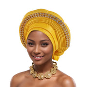 2025 New African Headtie Turban Nigeria Auto Gele Head Wraps Auto Gele Women's Turban Cap Wedding Geles Muslim Head Wraps Bonnet