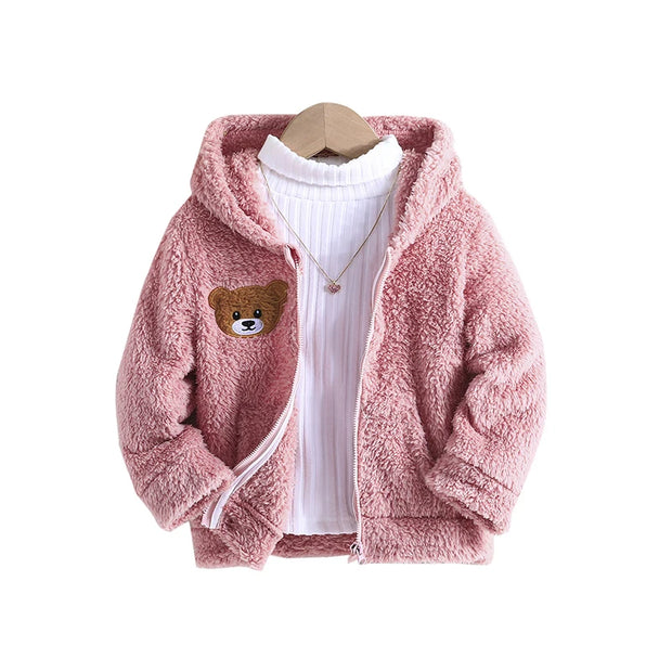 Pink Girls Jackets Autumn Coat Winter Thermal Fleece Jacket for Children 4 5 6 7 Years  Kids Girl Coats Cute Warm Outerwear