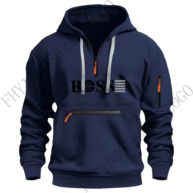 2024 Autumn/Winter new digital printed men's casual sports zipper hooded long-sleeved European size hoodie pullover