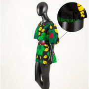 African Clothing for Women Off Shoulder Dashiki Top and Print Shorts 2 Piece Set Sexy Club Party Ankara Attire A2126005