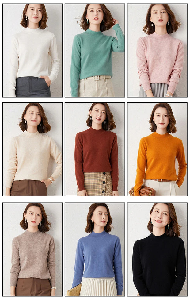 New Knitting Pullover Sweater Long Sleeve Bottom Shirt Slim Turtleneck Sweaters Autumn Winter Soft Blouse Jumpers For Women 2024