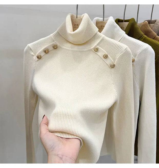 2024 Autumn and Winter New Cashmere Sweater Women's Turtleneck Long sleeved Knit Pullover Slim Cashmere Sweater