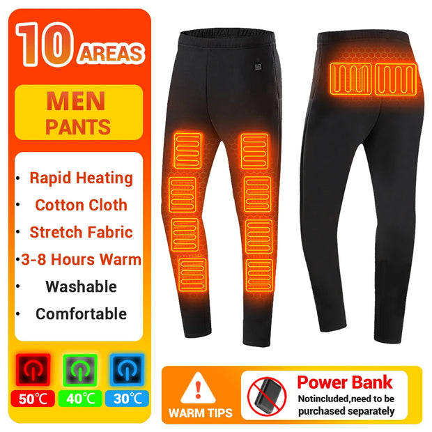 Men Winter Thermal Heated Jacket Vest Heated Underwear Women's Ski Suit USB Electric Heating Clothing Fleece Thermal Long Johns