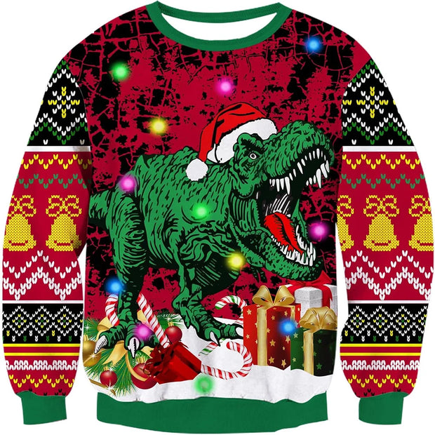 Men Women Christmas Sweaters Printed Funny Pullover Round Neck Long Sleeve Knitted Xmas Sweater Jumper S-3XL Fall Winter 2025 ﻿