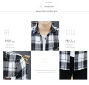 Long sleeve Shirts Men's Plaid Trendy Brand New Autumn and Winter Fleece-lined Korean Style Loose Casual Shirt Hong Kong Style Clothes