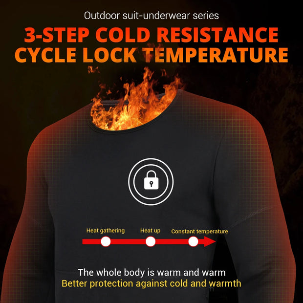 Men Winter Thermal Heated Jacket Vest Heated Underwear Women's Ski Suit USB Electric Heating Clothing Fleece Thermal Long Johns