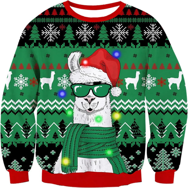 Men Women Christmas Sweaters Printed Funny Pullover Round Neck Long Sleeve Knitted Xmas Sweater Jumper S-3XL Fall Winter 2025 ﻿