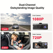 Dash Cam Front and Inside FHD 1080P Recording Car DVR Cam Small Dash Camera for Cars