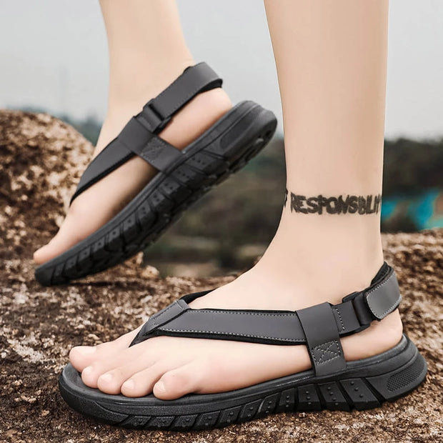 2024 Men Sandals Fashion Leather Men’s Beach Sandals Casual Shoes Flip Flops Men‘s Slippers Sneakers Summer Sandalias Platform