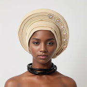 Nigeria Head Ties Diamonds Auto Gele Women Headwear Wrap Wedding Muslim Hijab Bonnets Fashion Headgear African Headtie Turban